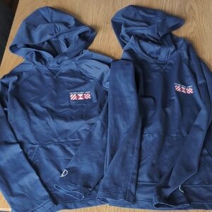 Lands' End Blue Hooded Long Sleeve Rash Guards - Set Of 2 - 5-6y And 7y